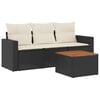 vidaXL 4-delige Loungeset met kussens poly rattan zwart