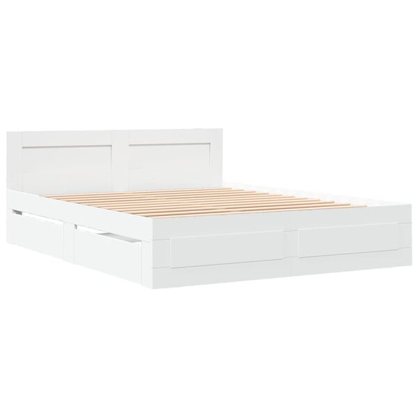 vidaXL Bedframe met hoofdeinde zonder matras 160x200 cm wit
