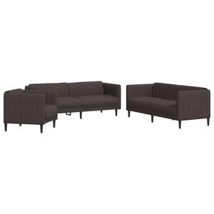 vidaXL 3-delige Loungeset stof donkerbruin