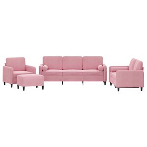 vidaXL 4-delige Loungeset met kussens fluweel roze