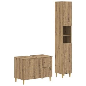 vidaXL 2-delige Badkamerkast Set DELFT Artisanaal eiken Bewerkt hout