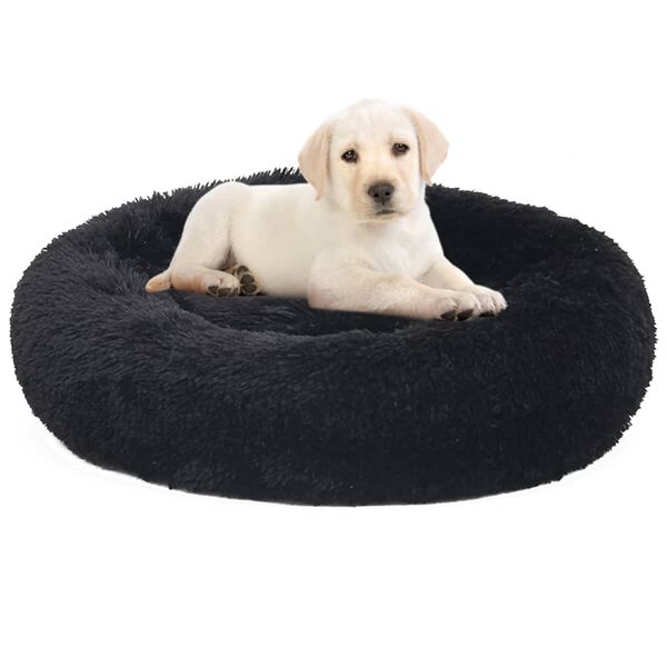 vidaXL Honden-/kattenkussen wasbaar 70x70x15 cm pluche zwart