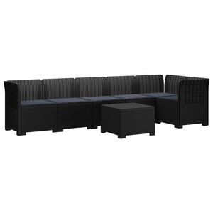 vidaXL 6-Zits Tuin Sofa met Kussens Rattan Look PP Antraciet