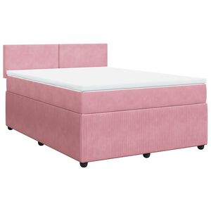 vidaXL Boxspring met matras fluweel roze 160x200 cm