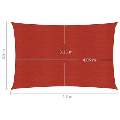 vidaXL Zonnezeil 160 g/m² 3,5x4,5 m HDPE rood