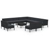 vidaXL 14-delige Loungeset met kussens poly rattan zwart