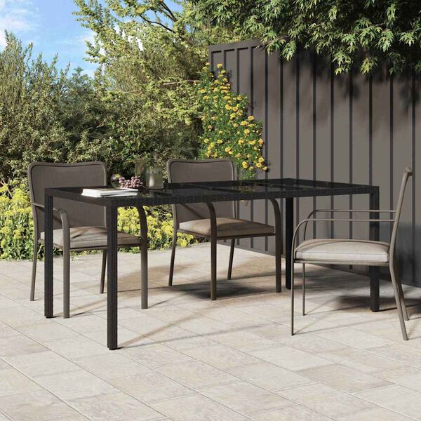 vidaXL Tuin Eettafel Zwart 190 x 90 x 75 cm poly rattan