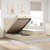 vidaXL Ottoman bed met matrassen en LED's 180x200cm stof cr&egrave;mekleurig