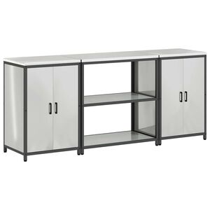 vidaXL Keukenopslag set met plank 3 pcs Zilver Gegalvaniseerd staal