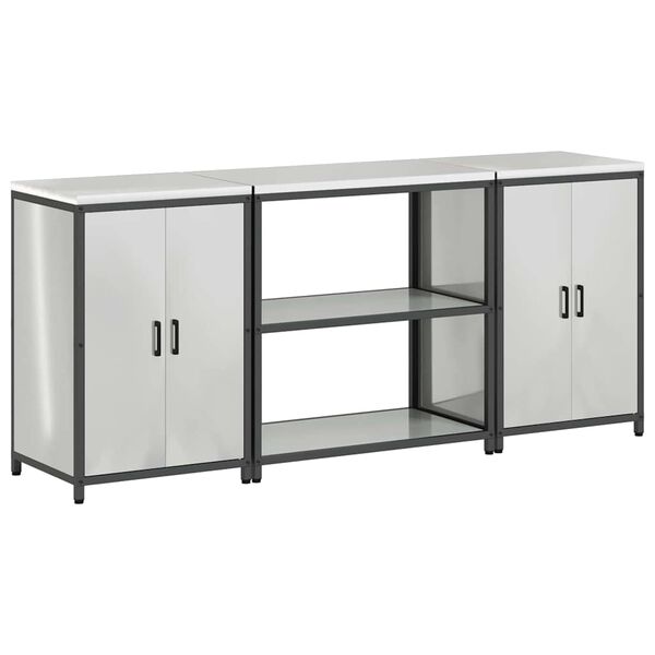 vidaXL Keukenopslag set met plank 3 pcs Zilver Gegalvaniseerd staal