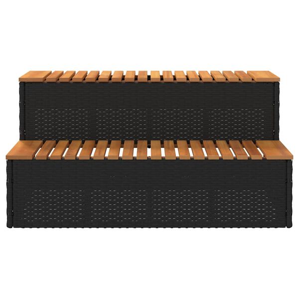vidaXL Hottub-opstap 100x50x50,5 cm poly rattan&massief acaciahout