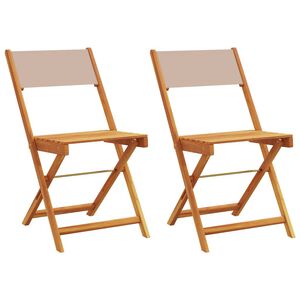 vidaXL Inklapbare stoelen 2 st massief acaciahout en stof taupe