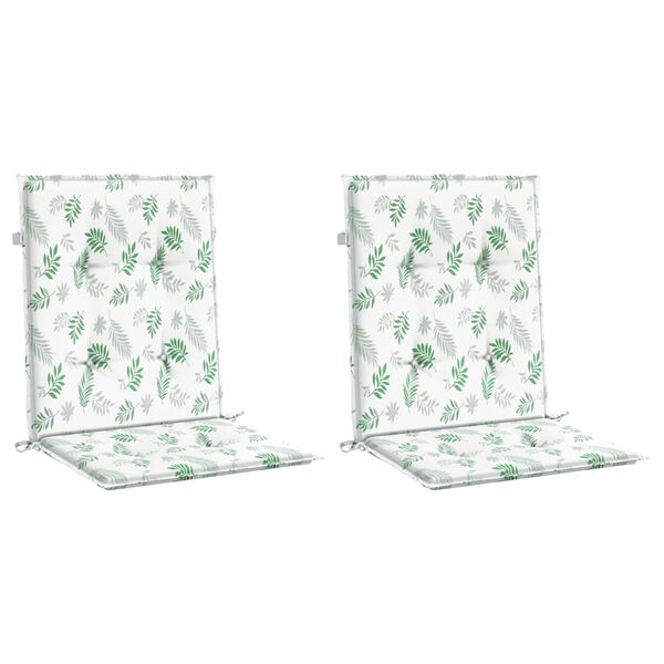 vidaXL Stoelkussens 2 st lage rug stof bladpatroon