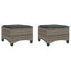 vidaXL Tuinkrukken met kussens 2 st 55x55x36 cm poly rattan grijs