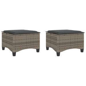 vidaXL Tuinkrukken met kussens 2 st 55x55x36 cm poly rattan grijs