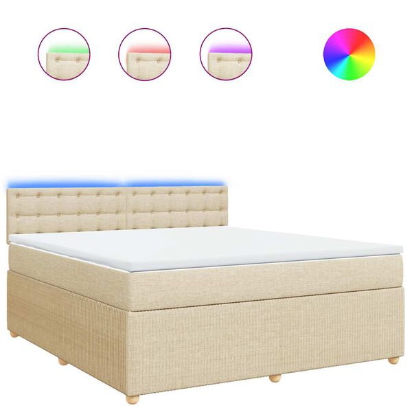 vidaXL Boxspring met matras stof cr&egrave;mekleurig 180x200 cm