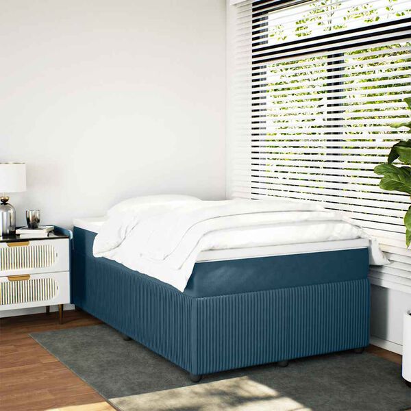 vidaXL Boxspring met matras fluweel donkerblauw 120x200 cm