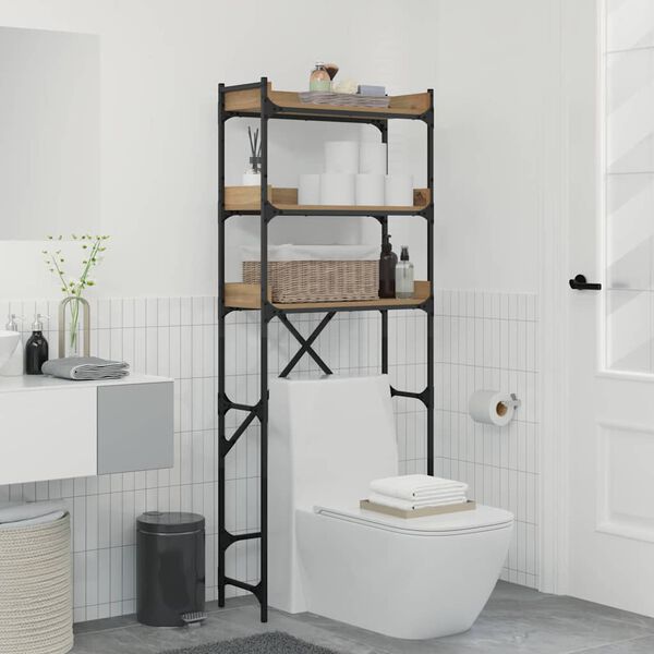 vidaXL Wasmachineplank Artisan Eiken 67 x 25 x 163 cm Bewerkt hout