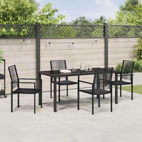 vidaXL Tuin eettafelset 5 pcs Zwart Gepoedercoat staal