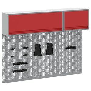 vidaXL Gereedschapskast set met plank 5 st Rood Gepoedercoat staal
