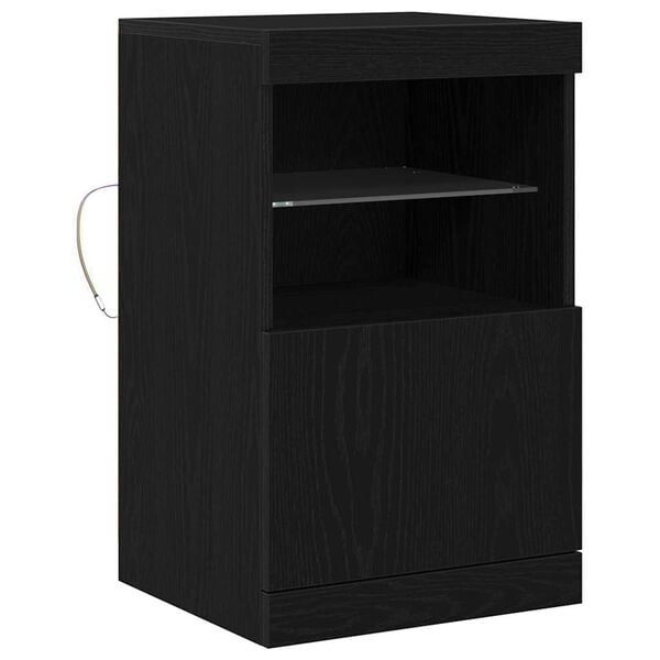 vidaXL LED Sideboard Zwart Eiken 41 x 37 x 67 cm Bewerkt hout