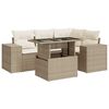 vidaXL 5-delige Loungeset met kussens poly rattan beige