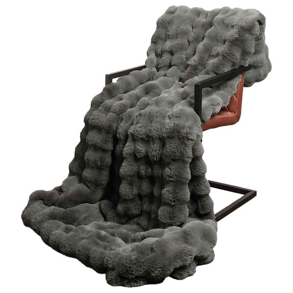 vidaXL Neppels Konijnenbont Deken Donkergrijs 220 x 240 cm Polyester