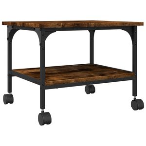 vidaXL Printerkastje 2-laags 50x40x38 cm bewerkt hout gerookt eiken