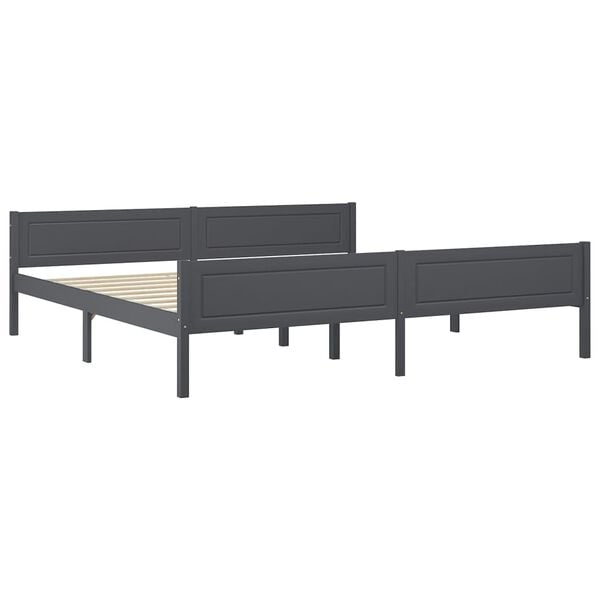 vidaXL Bedframe massief grenenhout grijs 200x200 cm