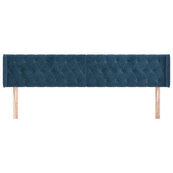 vidaXL Hoofdbord met randen 203x16x78/88 cm fluweel donkerblauw