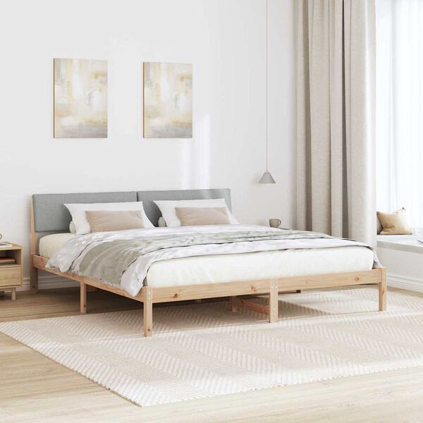 vidaXL Bedframe Bruin en lichtgrijs 180 x 200 cm Massief grenenhout