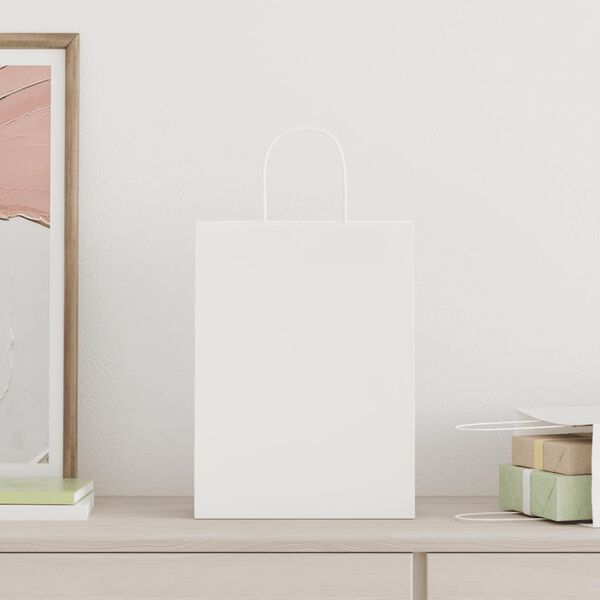 vidaXL Papieren zakken 250 st met hengsels 26x12x35 cm wit