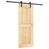 vidaXL Schuifdeur Naturel en Zwart 80 x 210 cm Massief Grenenhout
