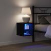 vidaXL LED Wand Bedside Kast met Wandgemonteerd Zwart Bewerkt hout