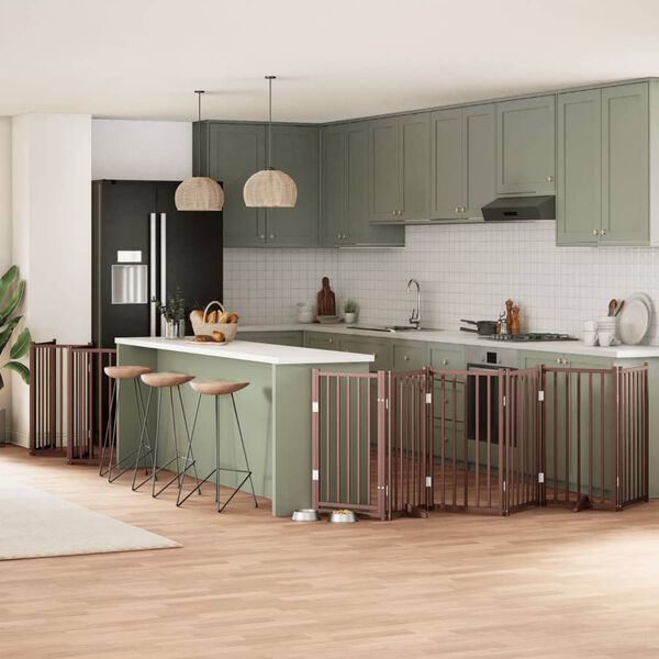 vidaXL Hondenhek inklapbaar 15 panelen 750 cm populierenhout bruin