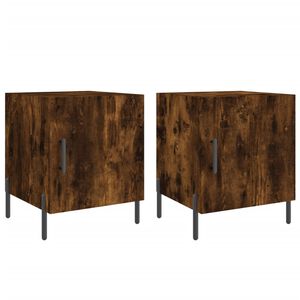 vidaXL Nachtkastjes 2 st 40x40x50 cm bewerkt hout gerookt eikenkleurig
