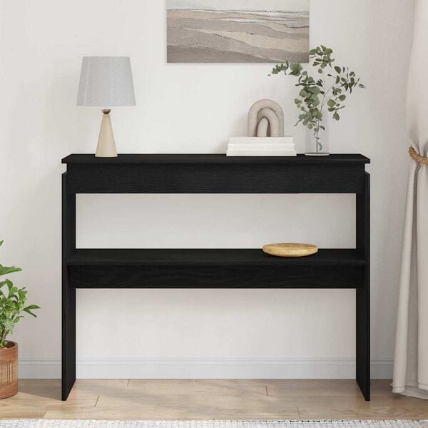 vidaXL Wandtafel Zwart Eiken 80 x 30 x 102 cm Bewerkt hout
