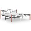 vidaXL Bedframe metaal en massief eikenhout zwart 200x200 cm