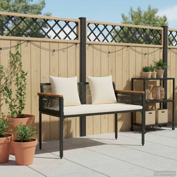 vidaXL Tuinbank Zwart en Cream Wit 117 x 54 x 74.5 cm poly rattan