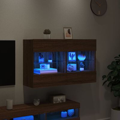 vidaXL Tv-wandmeubel met LED 98,5x30x60,5 cm bruineikenkleurig