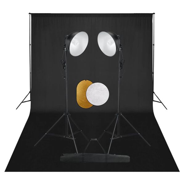 vidaXL Fotostudioset met lampen, achtergrond en reflector