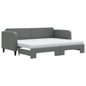 vidaXL Slaapbank onderschuifbed matrassen 80x200 cm stof donkergrijs