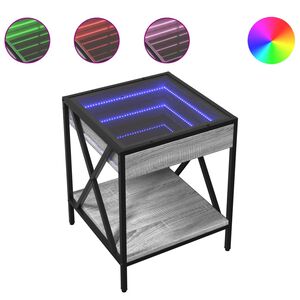 vidaXL Salontafel met Infinity LED 40x40x49 cm grijs sonoma eikenkleur