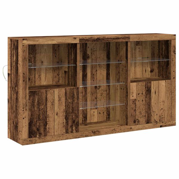 vidaXL LED Sideboard Oudhout 181,5 x 37 x 100 cm Bewerkt hout