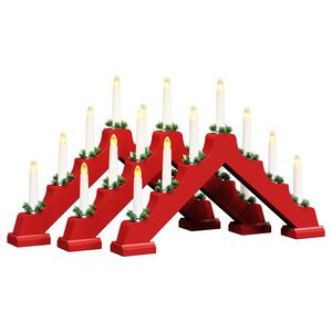 vidaXL Kerst Kaars Brug 3 pcs Rood 39.5 x 5 x 29 cm Massief grenenhout