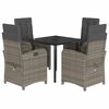 vidaXL 5-delige Tuinset met kussens poly rattan grijs