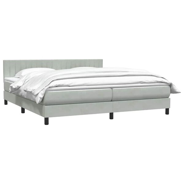 vidaXL Boxspring met matras fluweel lichtgrijs 180x210 cm