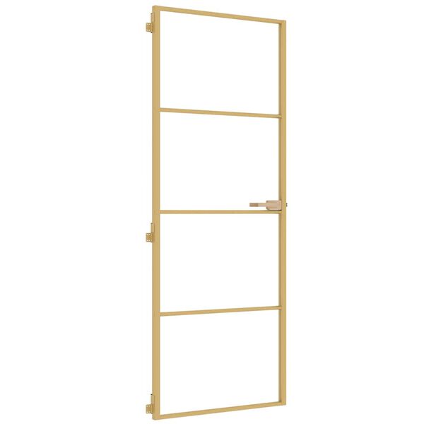 vidaXL Binnendeur smal 76x201,5 cm gehard glas en aluminium goudkleur