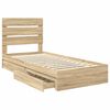 vidaXL Opslag bed met hoofdeinde Sonoma Eiken 90 x 190 cm Bewerkt hout