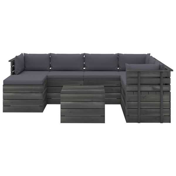vidaXL 8-delige Loungeset pallet met kussens massief grenenhout